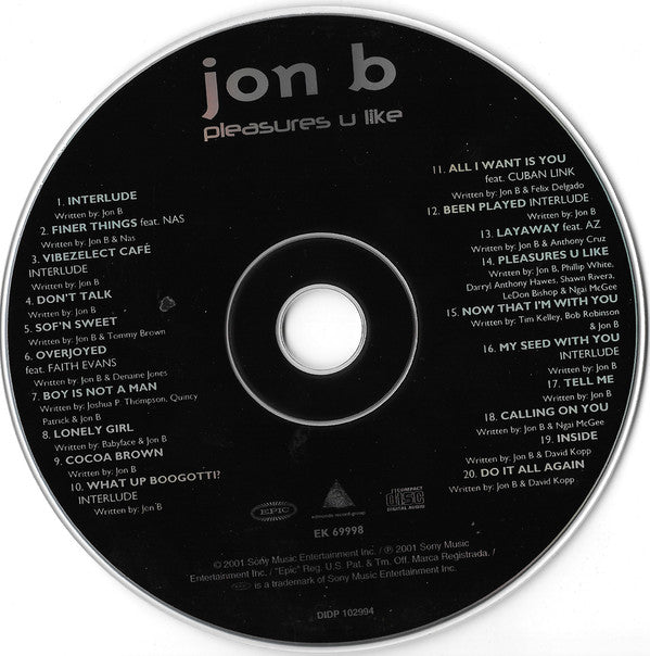 Jon B : Pleasures U Like (CD, Album)