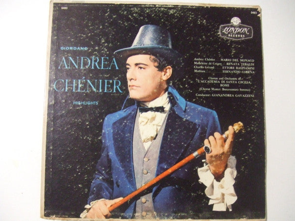 Umberto Giordano, Mario del Monaco, Renata Tebaldi, Ettore Bastianini, Coro dell'Accademia Nazionale di Santa Cecilia And Orchestra dell'Accademia Nazionale di Santa Cecilia, Gianandrea Gavazzeni : Andrea Chénier (Highlights) (LP)