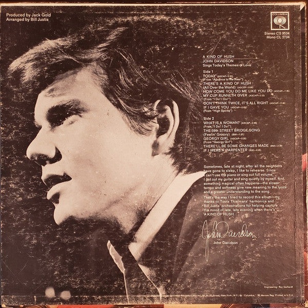 John Davidson : A Kind Of Hush (LP, Album, San)