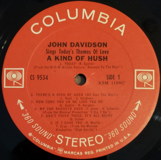 John Davidson : A Kind Of Hush (LP, Album, San)