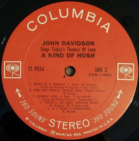 John Davidson : A Kind Of Hush (LP, Album, San)