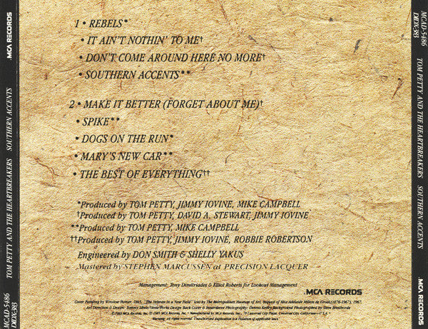 Tom Petty And The Heartbreakers : Southern Accents (CD, Album)