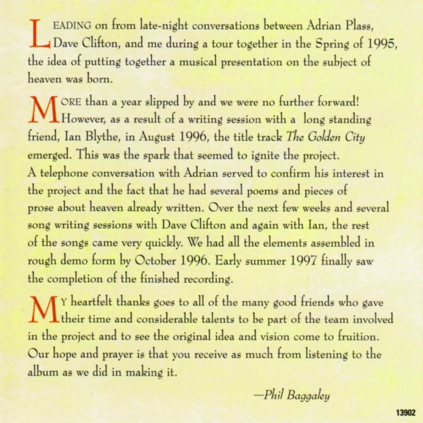 Adrian Plass, Phil Baggaley, David Clifton, Ian Blythe : City Of Gold (CD, Album)