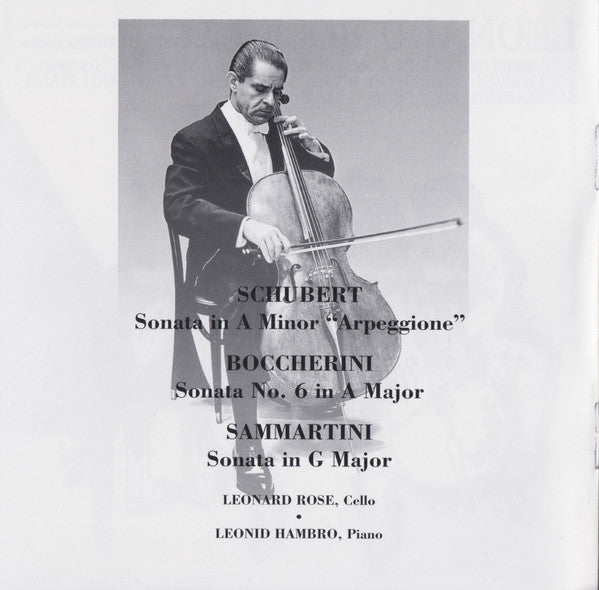 Leonard Rose, Leonid Hambro, Franz Schubert / Luigi Boccherini / Giovanni Sammartini : Sonatas (CD, RE, RM)