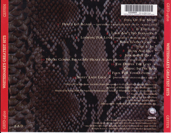 Whitesnake : Greatest Hits (CD, Comp, Club, Cin)