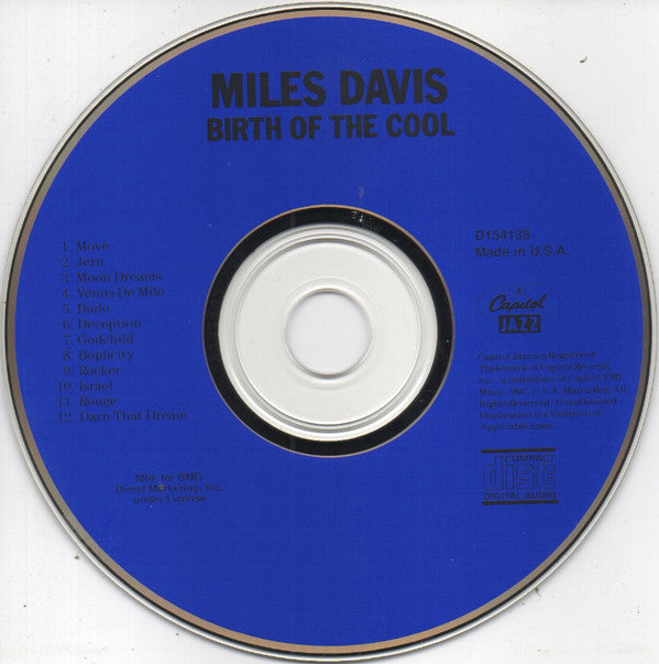Miles Davis : Birth Of The Cool (CD, Album, Comp, Club, RE, JVC)