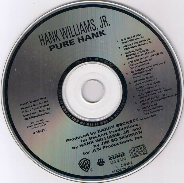 Hank Williams Jr. : Pure Hank (CD, Album, Club)
