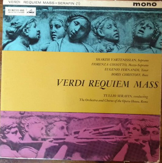 Giuseppe Verdi - Boris Christoff, Eugenio Fernandi, Fiorenza Cossotto, Shakeh Vartenissian - Orchestra Del Teatro Dell'Opera Di Roma And Coro Del Teatro Dell'Opera Di Roma, Tullio Serafin : Requiem Mass (2xLP, Album)