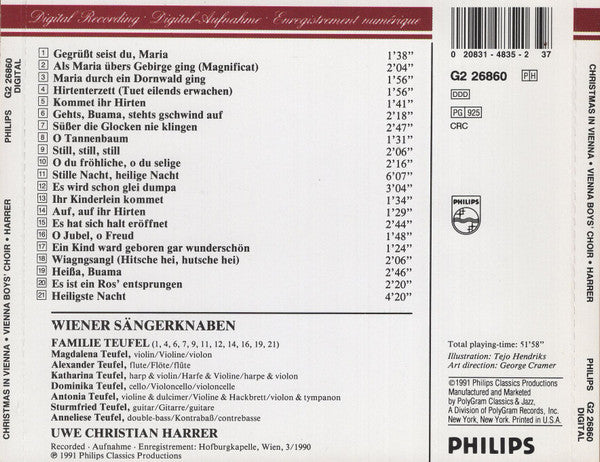 Die Wiener Sängerknaben, Uwe Christian Harrer : Christmas In Vienna  (CD, Album, Club, RE)