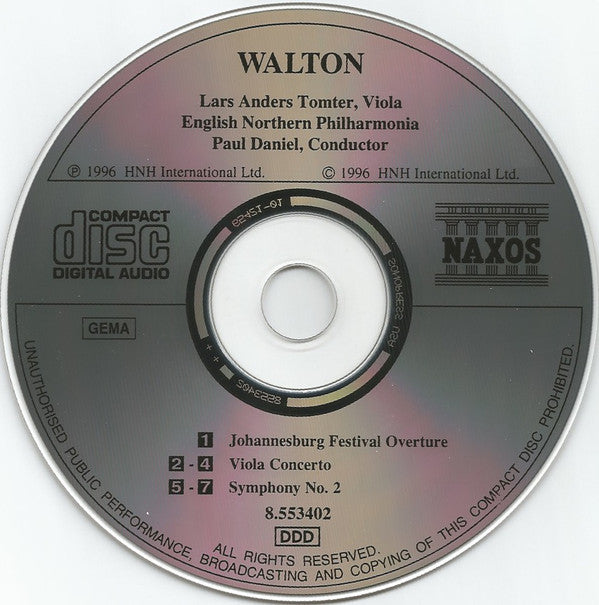 Sir William Walton, Lars Anders Tomter, English Northern Philharmonia, Paul Daniel : Symphony No. 2 • Viola Concerto • Johannesburg Festival Overture (CD, Album)