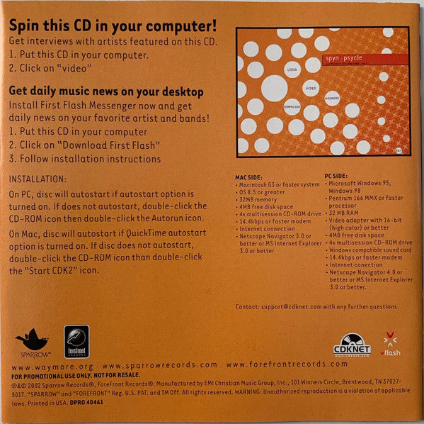 Various : Spyn/Psycle - A Collection Of Recording Artists-Vol 1 (CD, Comp, Promo)