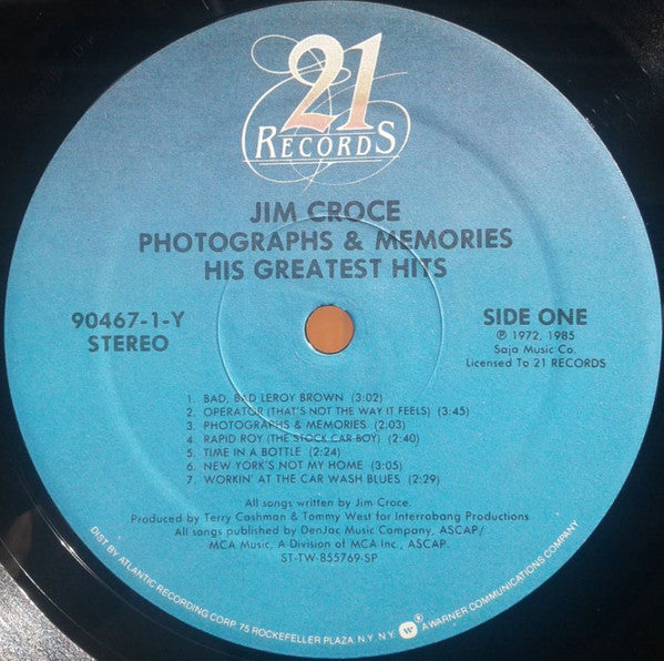 Jim Croce : Photographs & Memories: His Greatest Hits (LP, Comp, RE, Spe)