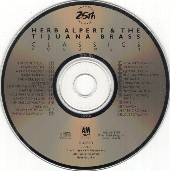 Herb Alpert & The Tijuana Brass : Classics Volume 1 (CD, Comp, Club, RE, RM)