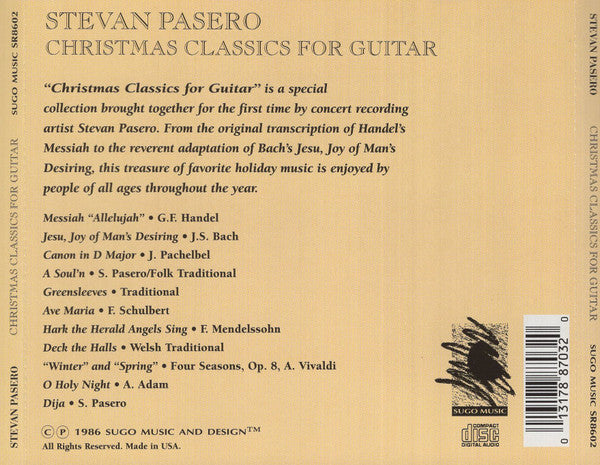 Stevan Pasero : Christmas Classics For Guitar (CD, Album, RE)