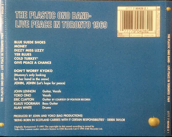 The Plastic Ono Band : Live Peace In Toronto 1969 (CD, Album, RE, RM, ims)