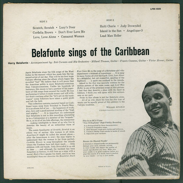 Harry Belafonte : Belafonte Sings Of The Caribbean (LP, Album, Mono)