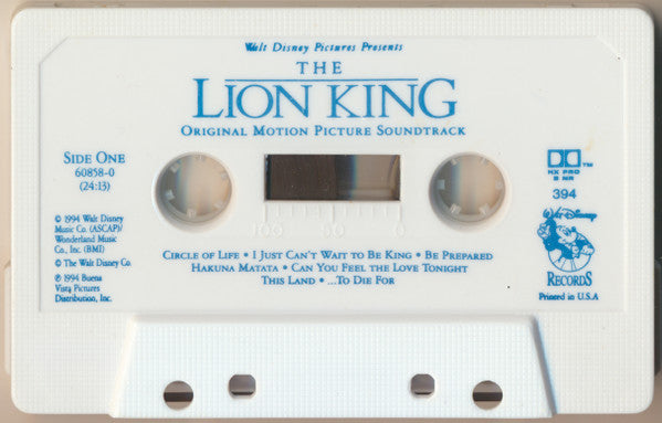 Elton John, Tim Rice, Hans Zimmer : The Lion King (Original Motion Picture Soundtrack) (Cass, Album, Dol)