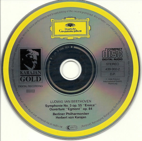 Ludwig van Beethoven, Berliner Philharmoniker, Herbert von Karajan : Symphonie No. 3 »Eroica« • »Egmont«-Ouvertüre (CD, Album, RE, RM, PMD)