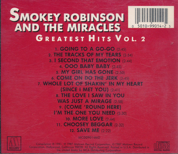 The Miracles : Greatest Hits Vol. 2 (CD, Comp, RE)
