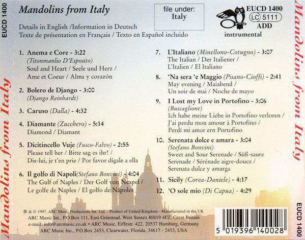 Stefano Bonvini : Mandolins From Italy - I Mandolini Italiani (CD, Album)