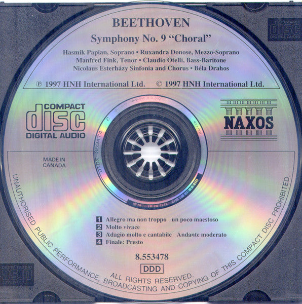 Ludwig van Beethoven - Hasmik Papian • Ruxandra Donose • Manfred Fink • Claudio Otelli • Nicolaus Esterházy Sinfonia • Nicolaus Esterházy Sinfonia Chorus • Bela Drahos : Symphony No. 9 “Choral” (CD, Album)