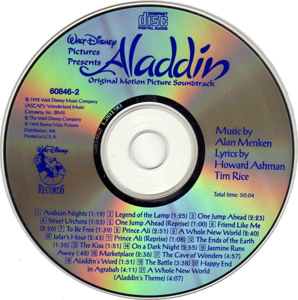 Alan Menken, Howard Ashman, Tim Rice : Aladdin (Original Motion Picture Soundtrack) (CD, Album)