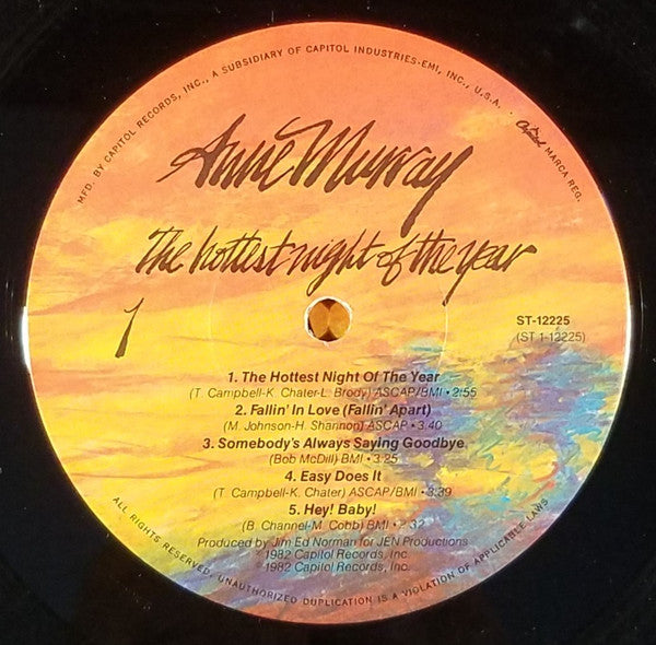 Anne Murray : The Hottest Night Of The Year (LP, Album, Win)