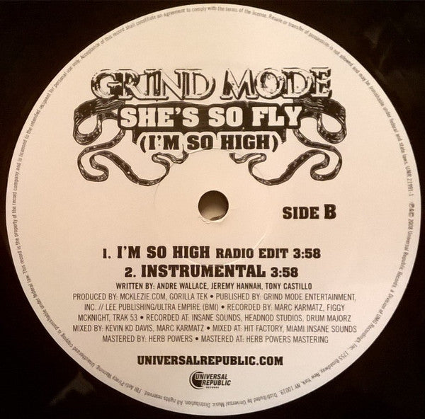 Grind Mode : She's So Fly (I'm So High) (12", Promo)
