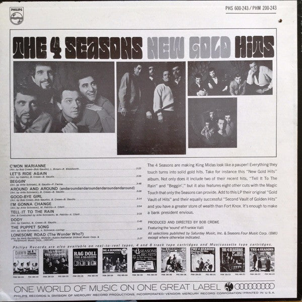 The Four Seasons : New Gold Hits (LP, Album, Mer)