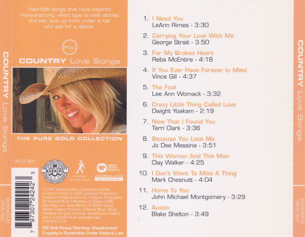 Various : Country Love Songs (CD, Comp)