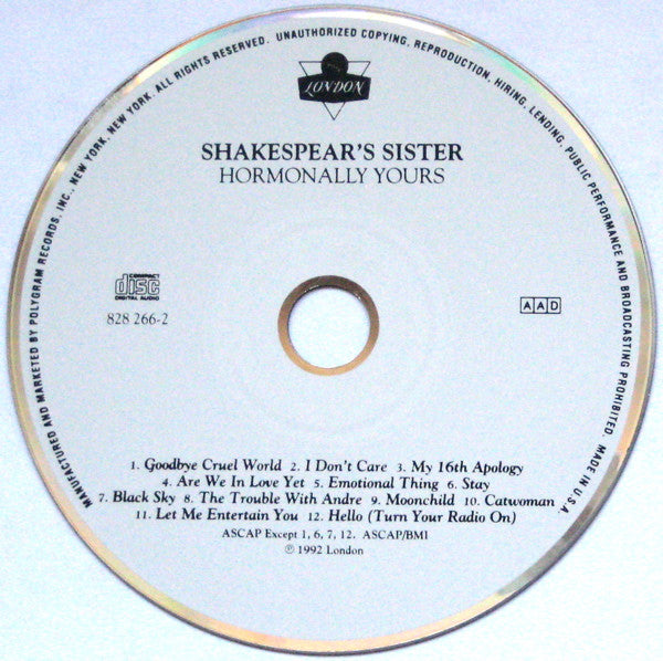 Shakespear's Sister : Hormonally Yours (CD, Album)