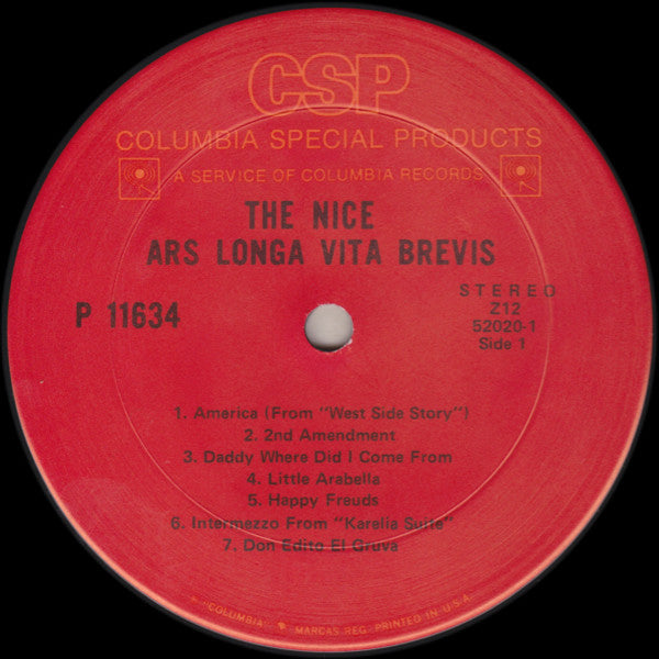 The Nice : Ars Longa Vita Brevis (LP, Album, RE)