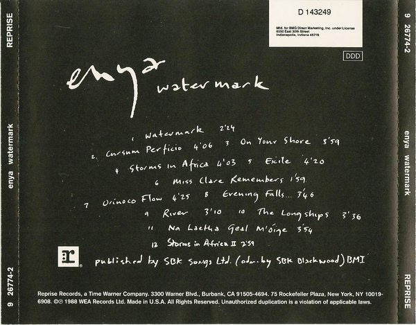 Enya : Watermark (CD, Album, Club, RE, Spe)