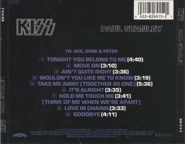 Kiss, Paul Stanley : Paul Stanley (CD, Album, RE, PMD)