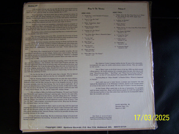 Bing Crosby : Bing In The Thirties - Volume 6 (LP, Comp)