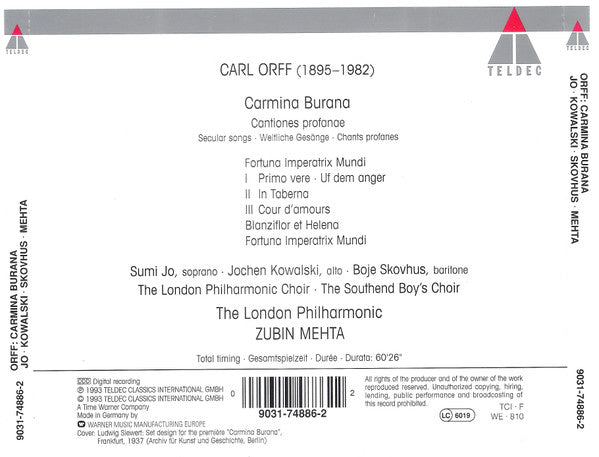 Carl Orff : Carmina Burana (CD, Album)