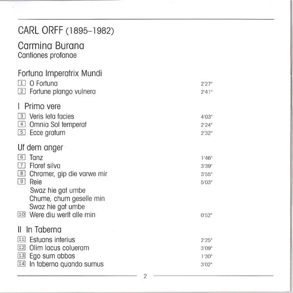 Carl Orff : Carmina Burana (CD, Album)