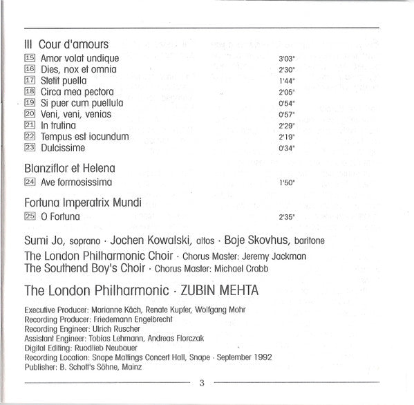 Carl Orff : Carmina Burana (CD, Album)
