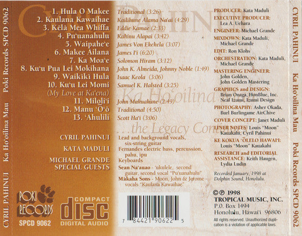 Cyril Pahinui : Ka Ho'oilina Mau (CD)