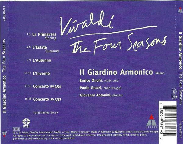 Antonio Vivaldi – Il Giardino Armonico : The Four Seasons (CD, Album, RE)