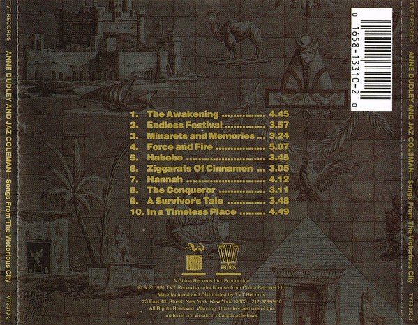 Anne Dudley And Jaz Coleman : Songs From The Victorious City (CD, Album)