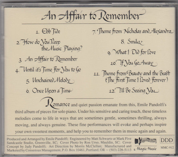 Emile Pandolfi : An Affair To Remember (CD, Album)