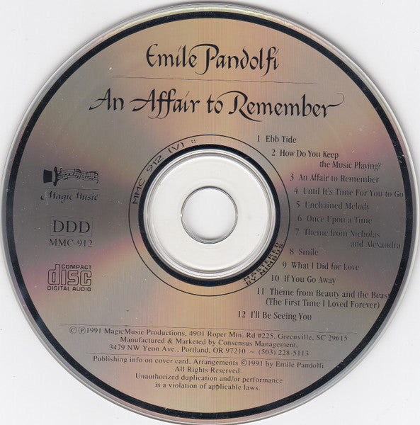 Emile Pandolfi : An Affair To Remember (CD, Album)