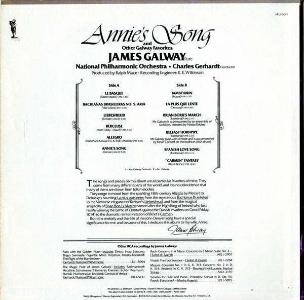 James Galway - Charles Gerhardt, National Philharmonic Orchestra - Annie's Song And Other Galway Favorites (LP) (VG) - Endless Media