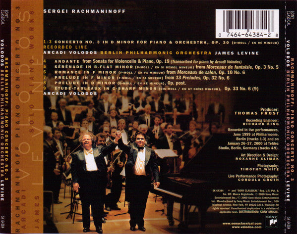 Sergei Vasilyevich Rachmaninoff – Arcadi Volodos, James Levine (2), Berliner Philharmoniker : Piano Concerto No. 3 • Solo Piano Works (CD, Album)