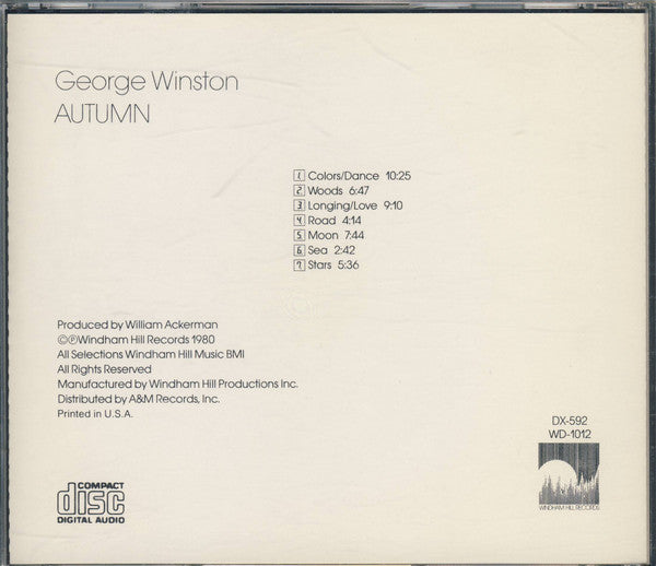 George Winston : Autumn (CD, Album, DAD)