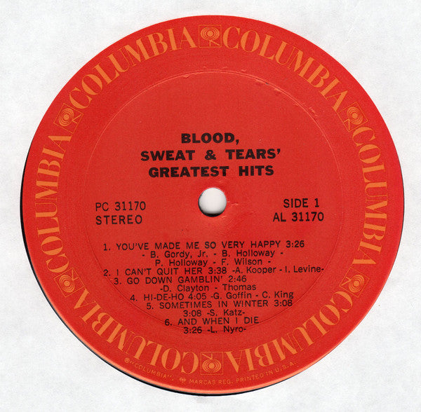 Blood, Sweat And Tears : Blood, Sweat & Tears Greatest Hits (LP, Comp, Ter)