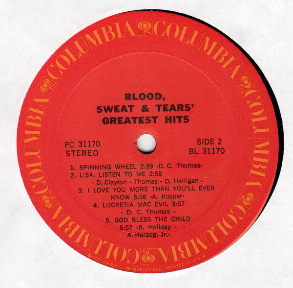 Blood, Sweat And Tears : Blood, Sweat & Tears Greatest Hits (LP, Comp, Ter)