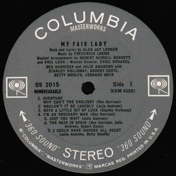 "My Fair Lady" Original London Cast, Rex Harrison, Julie Andrews With Stanley Holloway, Frederick Loewe, Alan Jay Lerner - My Fair Lady (LP) (VG+) - Endless Media