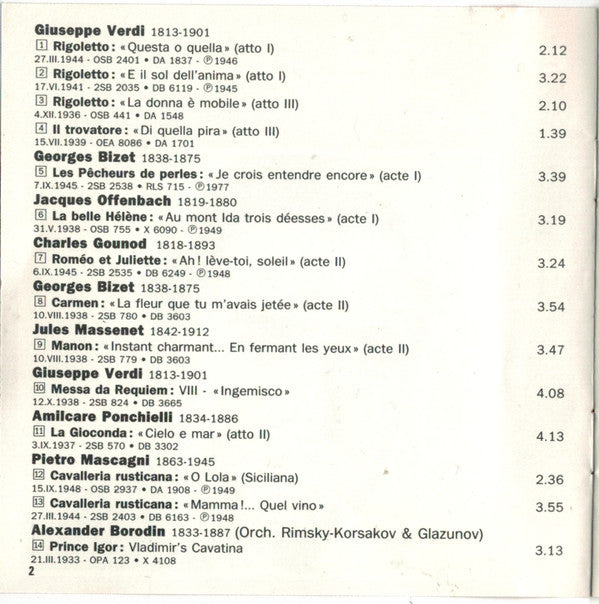 Jussi Björling : Arias, Duets & Songs, Vol. II (CD, Comp, Mono, RM)